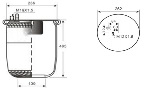 1V6046SA AV Series Trailer Air Spring