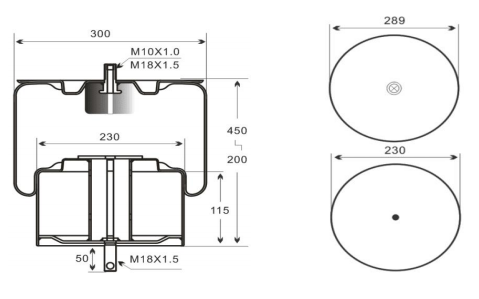 1V6008 AV Series Trailer Air Spring