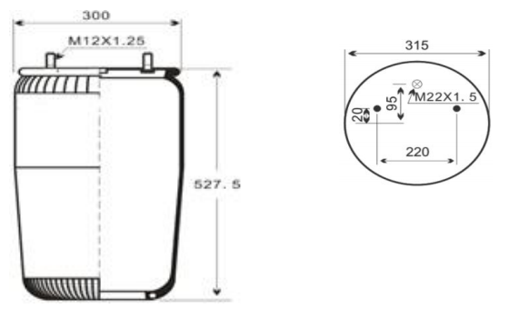 1V7529SA AV Series Trailer Air Spring