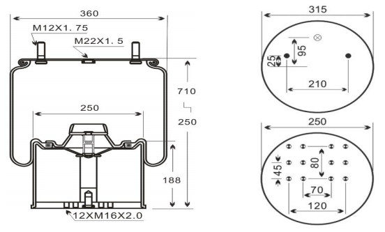 1V6013 AV Series Trailer Air Spring