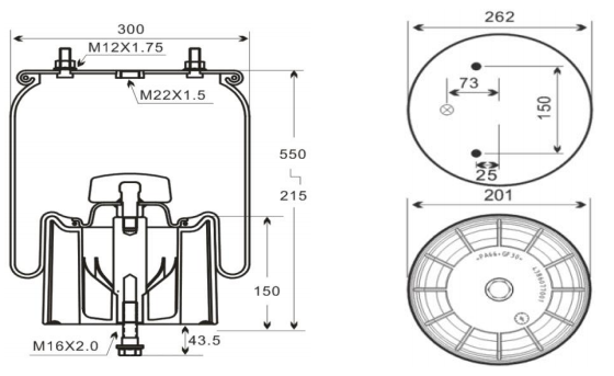 1V8607 AV Series Trailer Air Spring