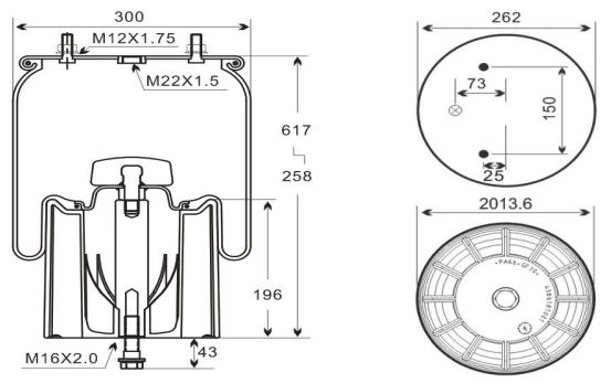 1V8618 AV Series Trailer Air Spring