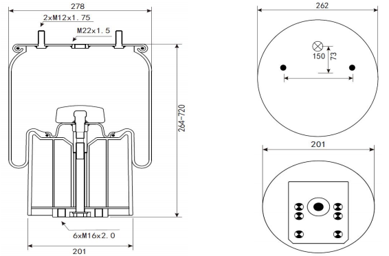 1V8619 air spring replacement for Firestone W01-M58-8619 used in BPW trailer suspension