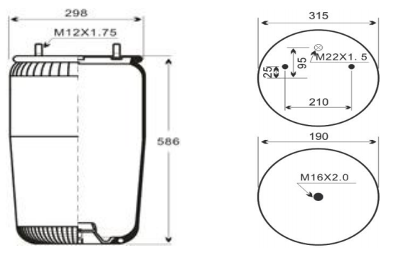 1V8611SA rubber air spring for heavy-duty vehicles