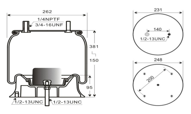 1V8203 air spring replacing Firestone W01-358-8203 for BPW trailer suspension system