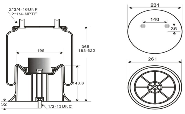 Experience a Smooth Ride with 1V9646 Rubber Air Spring – Compatible with Firestone W01-358-9646