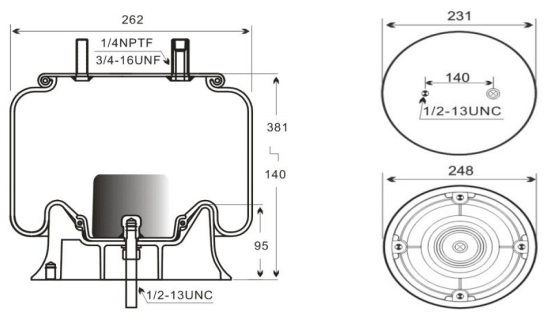 1V9366 trailer air spring rubber construction and suspension components