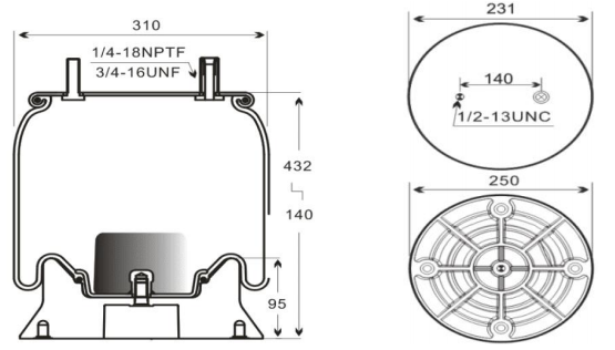 1V 8802 rubber air spring replacement compatible with Firestone W01-358-8802 for commercial vehicle suspension systems